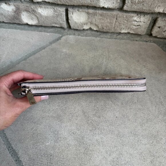 KATE SPADE LONG ZIP AROUND SNAKE EMBOSSED WALLET CLUTCH Beige Tan Leather - Picture 6 of 13